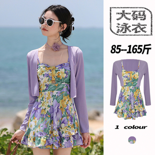 连体温泉拍照度假微胖女孩遮肉裙式 泳衣女高级感2025新款 绝美大码