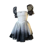 Летнее платье, небольшая дизайнерская юбка, наряд маленькой принцессы, градиент, изысканный стиль