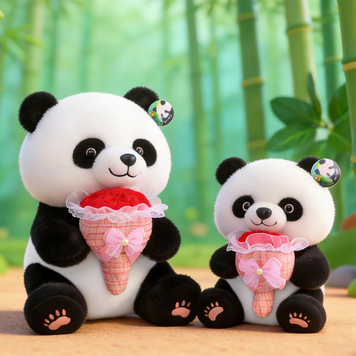 可爱大熊猫毛绒小公仔花束送女友
