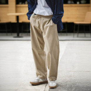 松紧腰可调节长裤 直筒微弹锥形休闲裤 春 卡其色户外奇诺裤 MRA男装