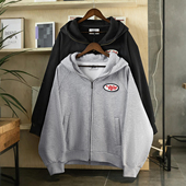 运动开衫 MRA男装 410g加绒连帽章仔卫衣重磅加厚双拉链短款 外套冬