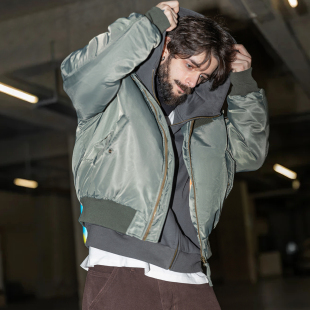 工装 MA1飞行员夹克棉服翻领夹棉衣短款 棒球服外套潮冬 美式 MRA男装