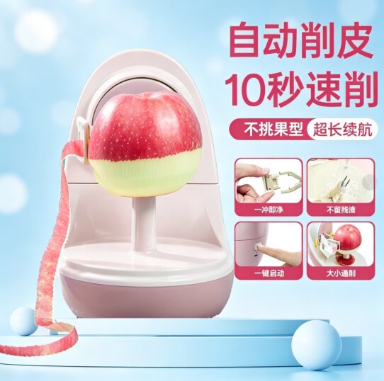 新款智能电动水果削皮机多功能无线充电家用水果梨去皮削苹果神器