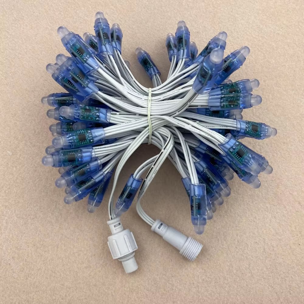 5V 12V WS2811 三线 全彩外露灯12mm 灯串 50个一串RGB户外圣诞灯