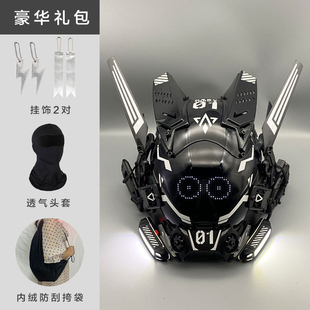 赛博朋克面具铁血战士头盔cosplay全脸面罩机能风科技感机甲风格