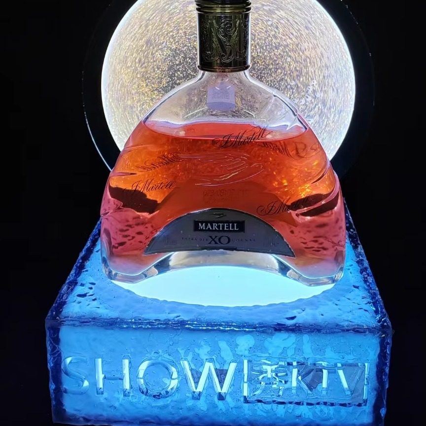 酒吧KTV黑桃a香槟王XO发光激光不锈钢展示架洋酒座酒托底座定制