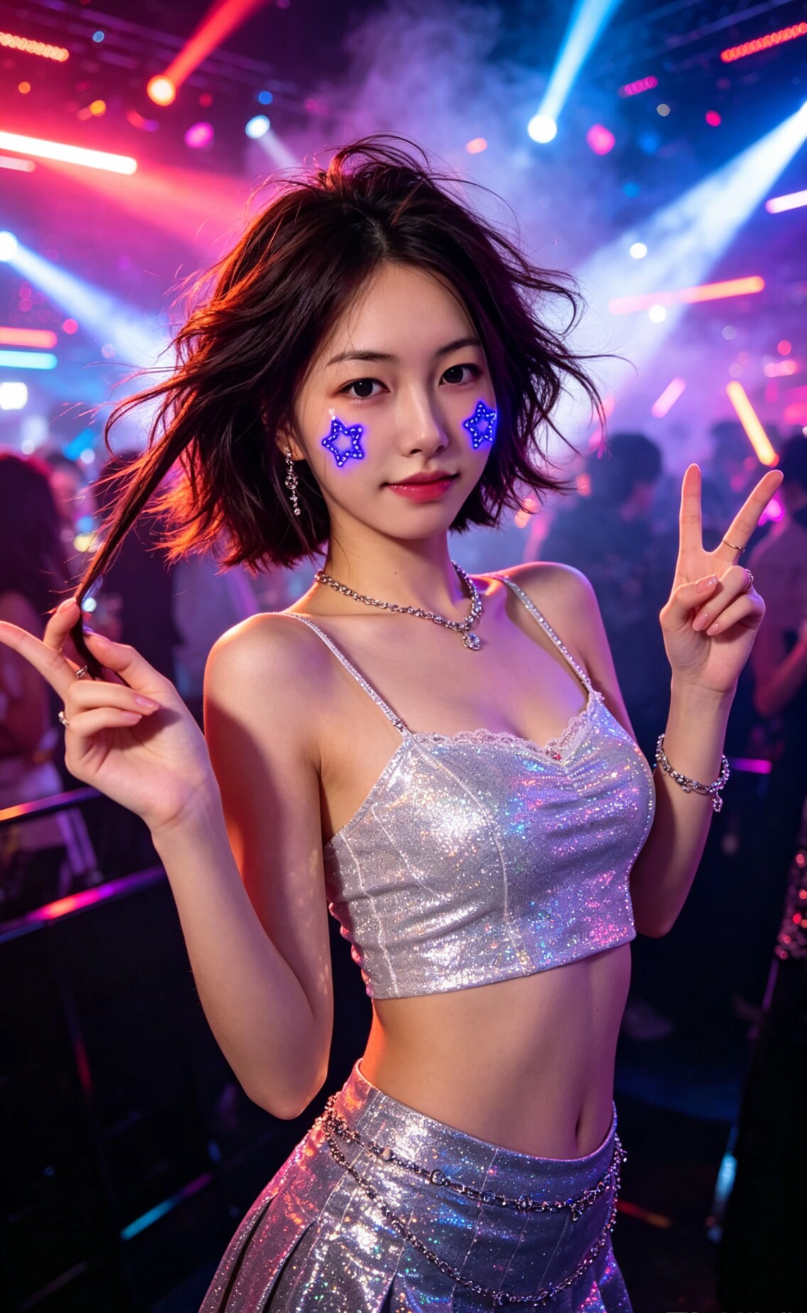led脸贴面部装饰灯五角星爱心闪