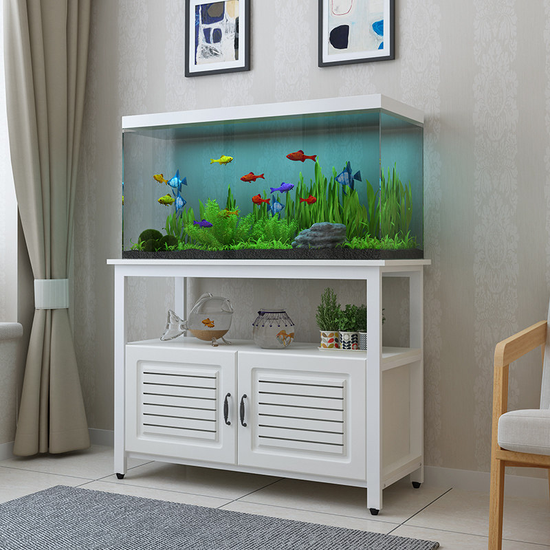 办公虎鱼缸底柜钢制欧式承重水族箱底座客厅隔断柜水草鱼缸柜架子