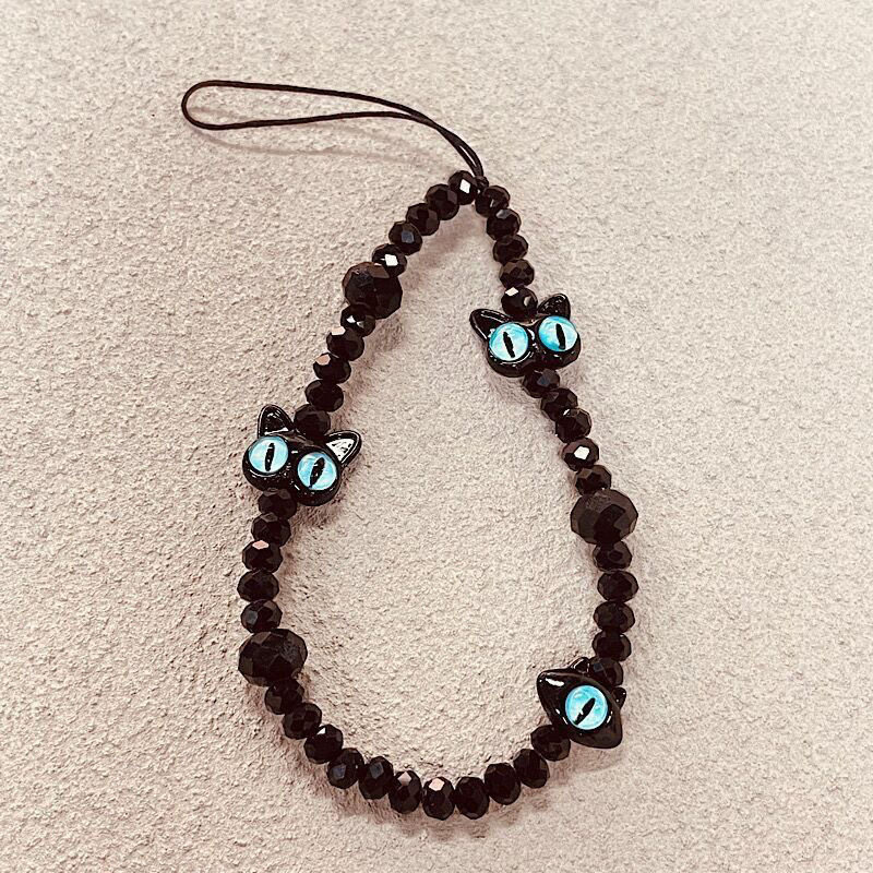 小怪兽猫咪头手机链短款黑色系挂绳ccd相机挂件手机壳通用女款,3C数码配件,手机挂件/手机链,淘宝优惠券,粉丝福利购,淘宝优惠卷