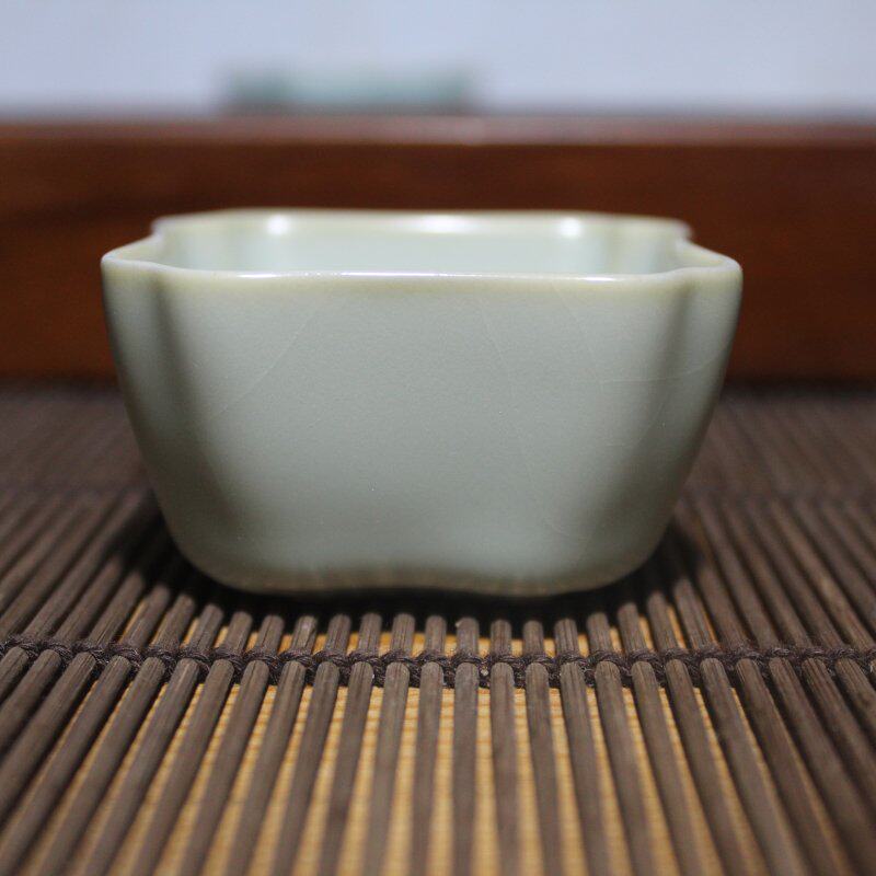 柏采窑老釉开片茶杯汝窑茶具图片