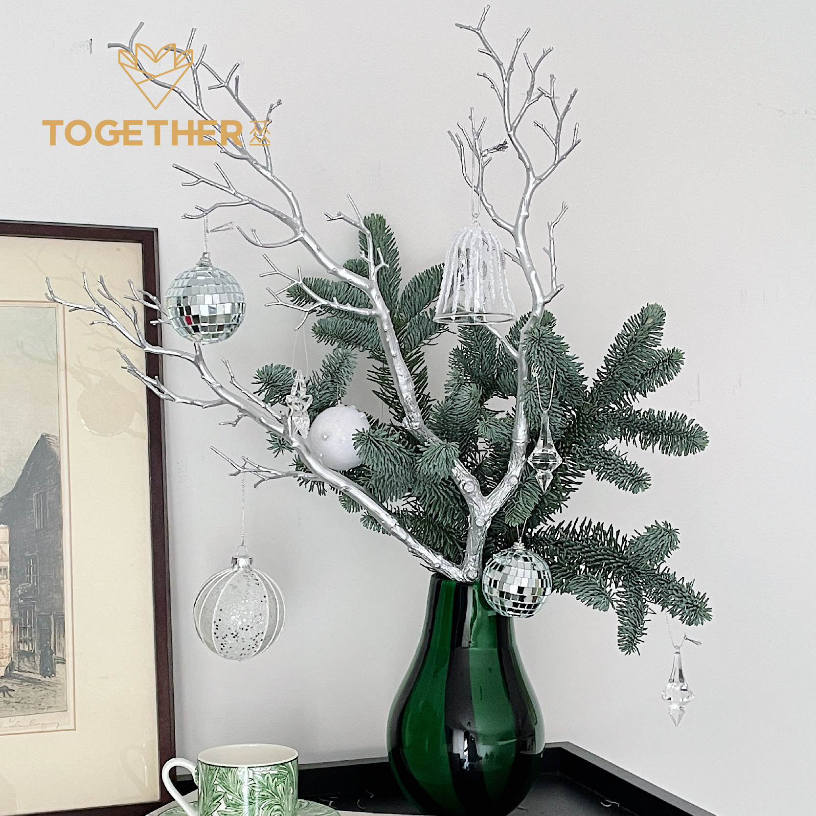 圣诞装饰摆件树枝壁挂树枝装饰