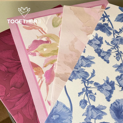 苁丛 原创 中式印花艺术纸 油画花卉鲜花花束包装纸