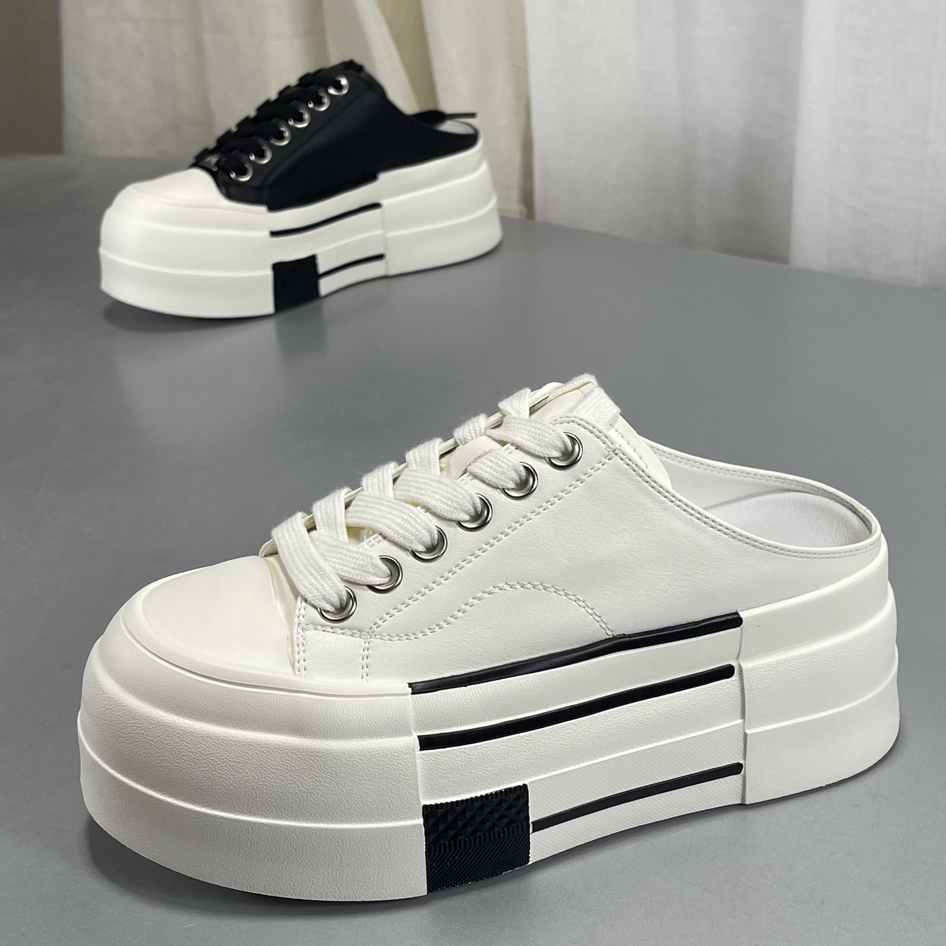 品牌女鞋工厂2026夏季女鞋真皮松糕底板鞋包头半拖厚底踩拖休闲鞋,女鞋,其他拖鞋,淘宝优惠券,粉丝福利购,淘宝优惠卷