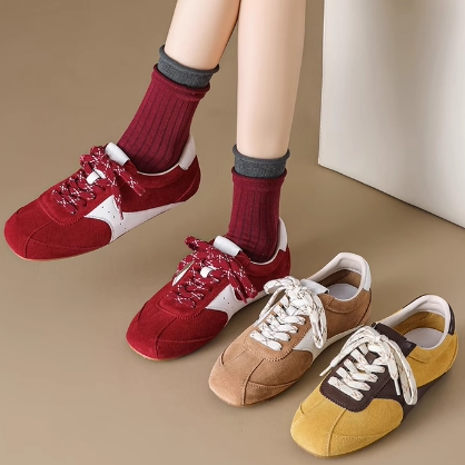 头层牛皮复古德训鞋女2025春秋款平底百搭休闲真皮运动鞋软底板鞋,女鞋,德训鞋,淘宝优惠券,粉丝福利购,淘宝优惠卷