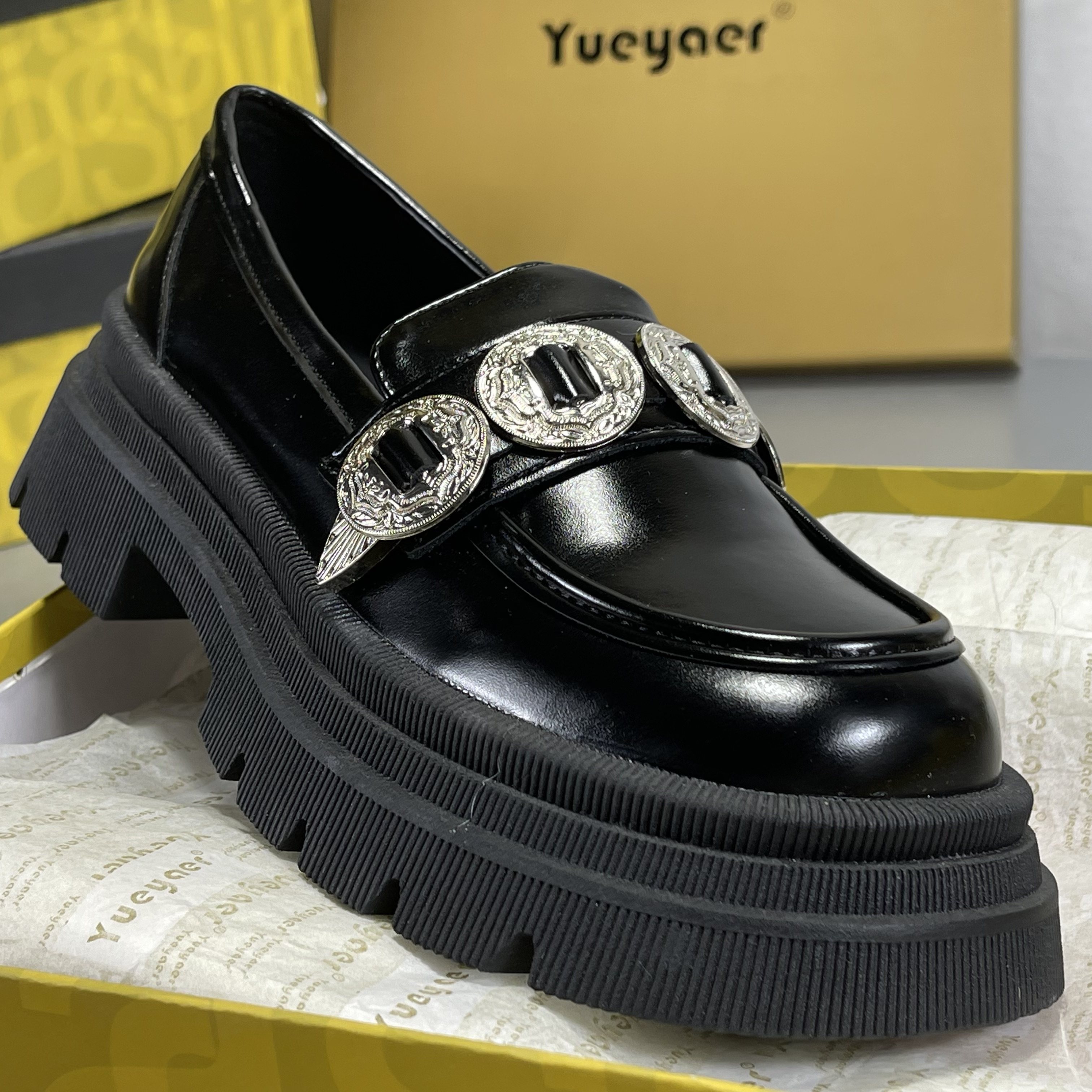 月芽儿厚底乐福鞋女真皮2022秋冬新款休闲一脚蹬复古英伦风小皮鞋,女鞋,乐福鞋（豆豆鞋）,淘宝优惠券,粉丝福利购,淘宝优惠卷