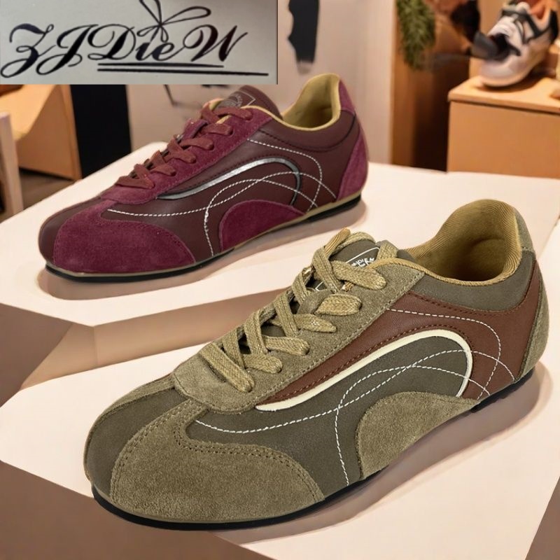 品牌女鞋专柜复古德训鞋真皮软底阿甘鞋2025春款平底运动休闲板鞋