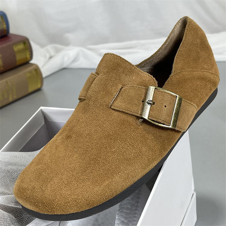 2025秋冬加绒勃肯鞋女磨砂牛皮复古风软皮软底休闲复古豆豆鞋特价