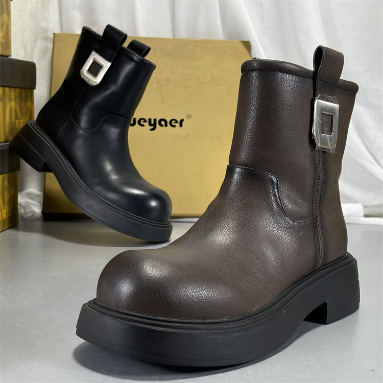 月芽儿皮毛一体雪地靴女头层牛皮2025冬季厚绒复古圆头真皮马丁靴,女鞋,时尚雪地靴,淘宝优惠券,粉丝福利购,淘宝优惠卷