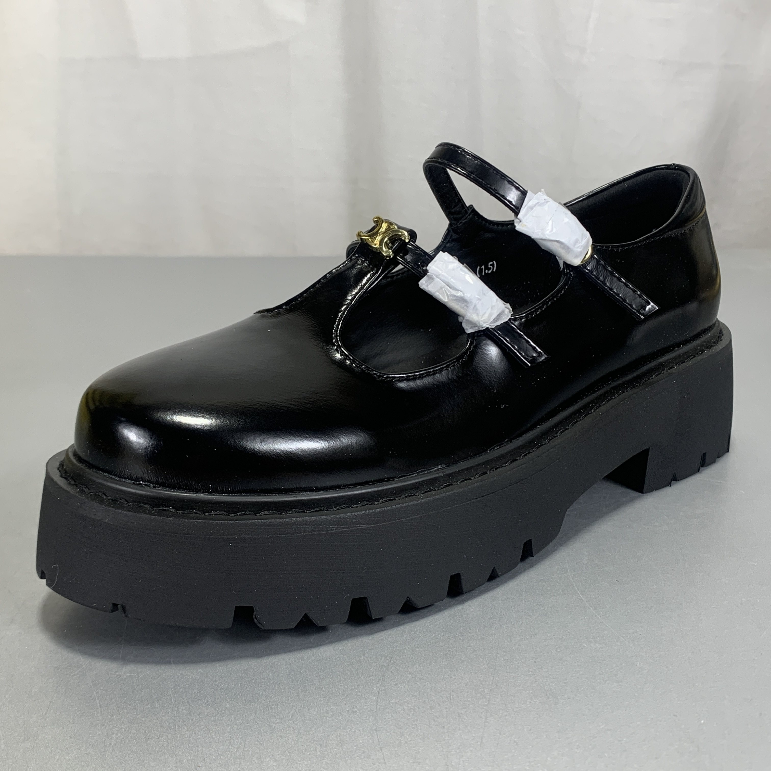 撤柜断码黑色厚底玛丽珍鞋女一字扣带漆皮公主风时尚百搭真皮女鞋,女鞋,玛丽珍鞋,淘宝优惠券,粉丝福利购,淘宝优惠卷