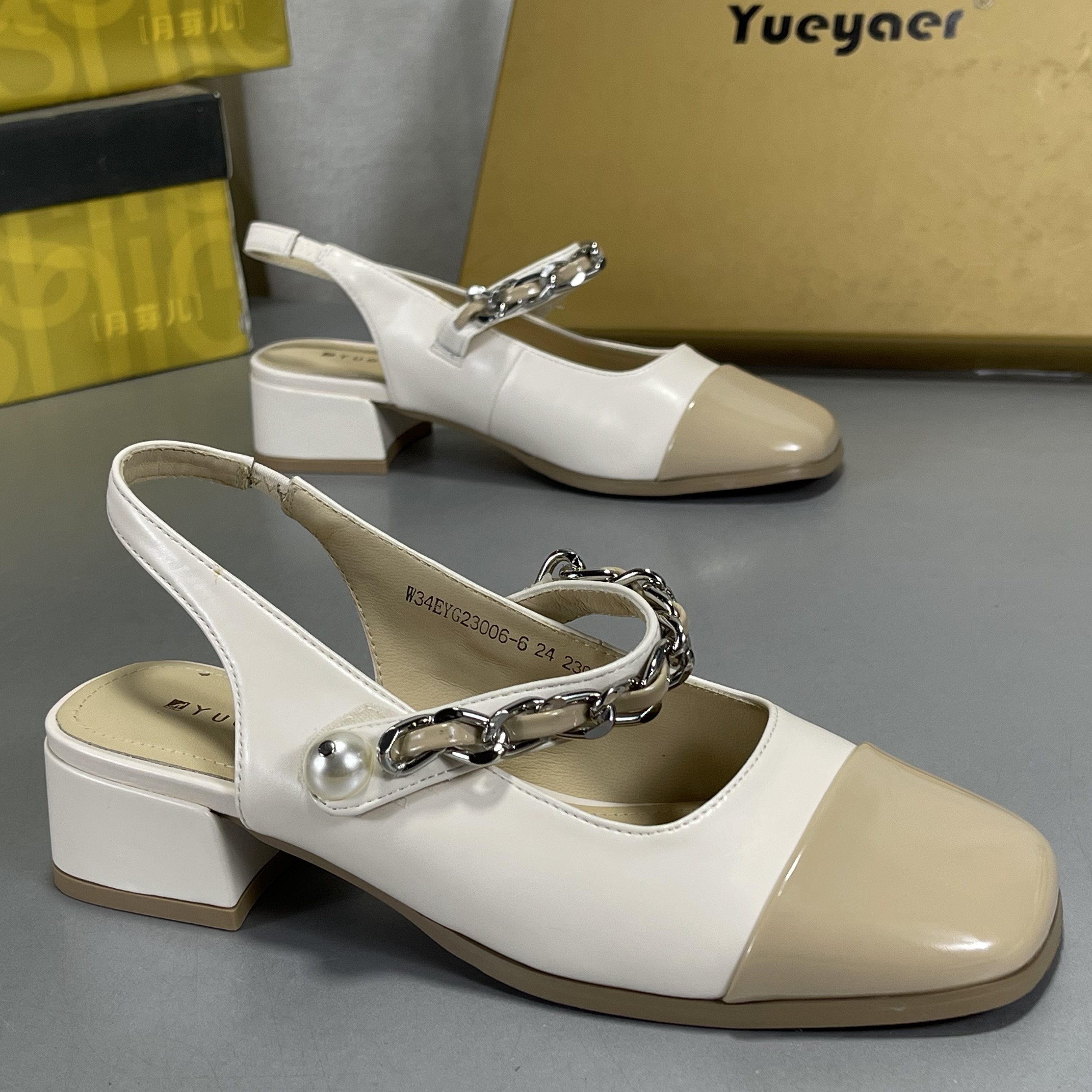 月芽儿包头凉鞋女玛丽珍粗跟中跟新款春夏季珍珠复古小香风单鞋,女鞋,时装凉鞋,淘宝优惠券,粉丝福利购,淘宝优惠卷