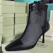 高帮凉鞋 时尚 高跟网纱镂空短靴 新款 胎牛皮尖头细跟凉靴女2025夏季