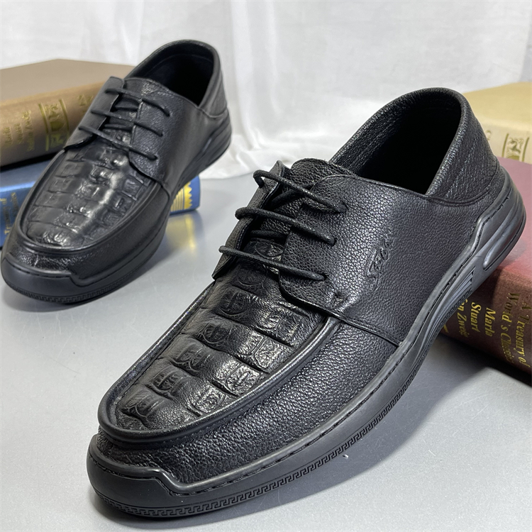 头层牛皮男鞋2025新款商务休闲皮鞋真皮软底舒适男士英伦两穿单鞋