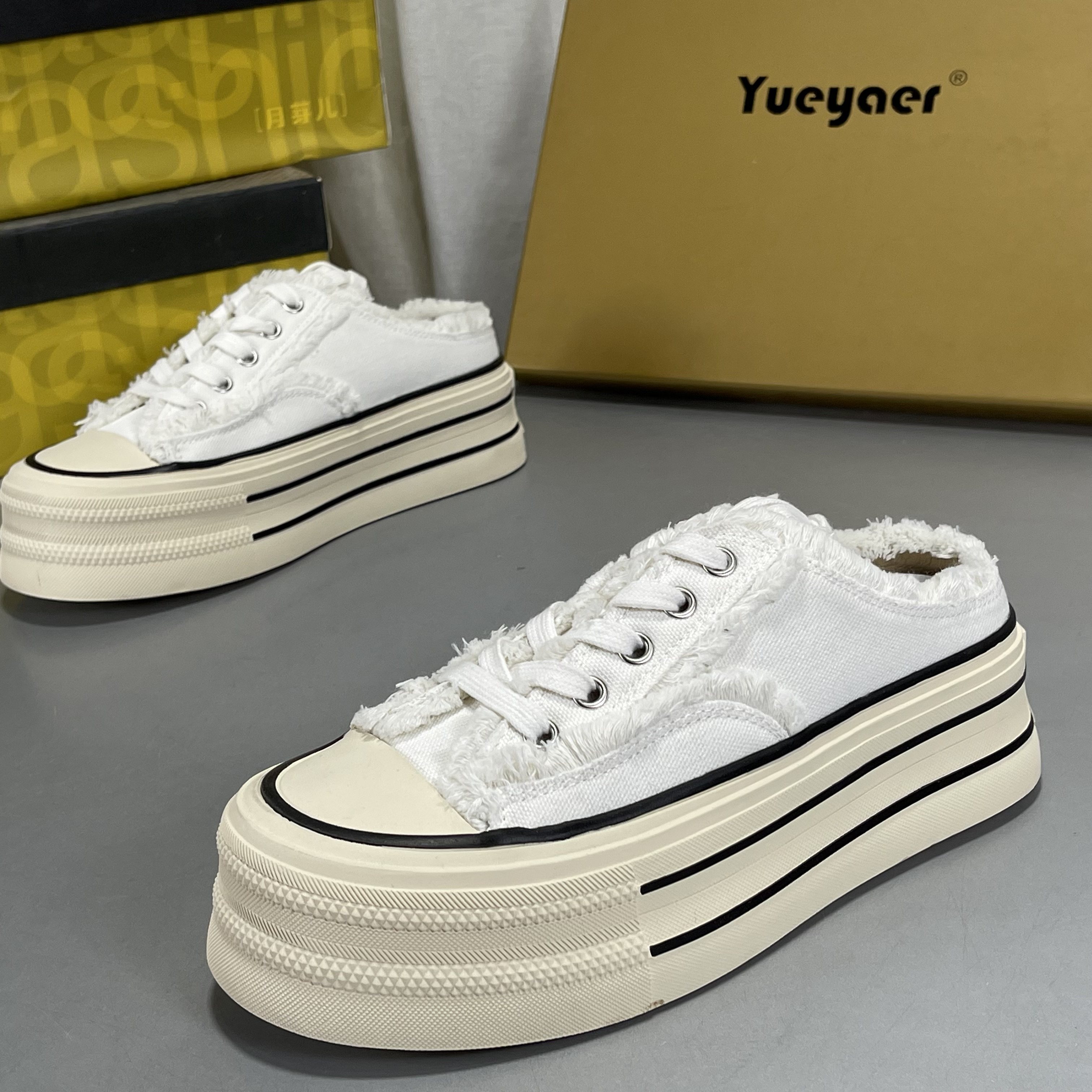 月芽儿新款春夏薄款透气厚底猪皮脚垫一脚蹬小白鞋休闲板鞋半拖鞋,女鞋,其他拖鞋,淘宝优惠券,粉丝福利购,淘宝优惠卷