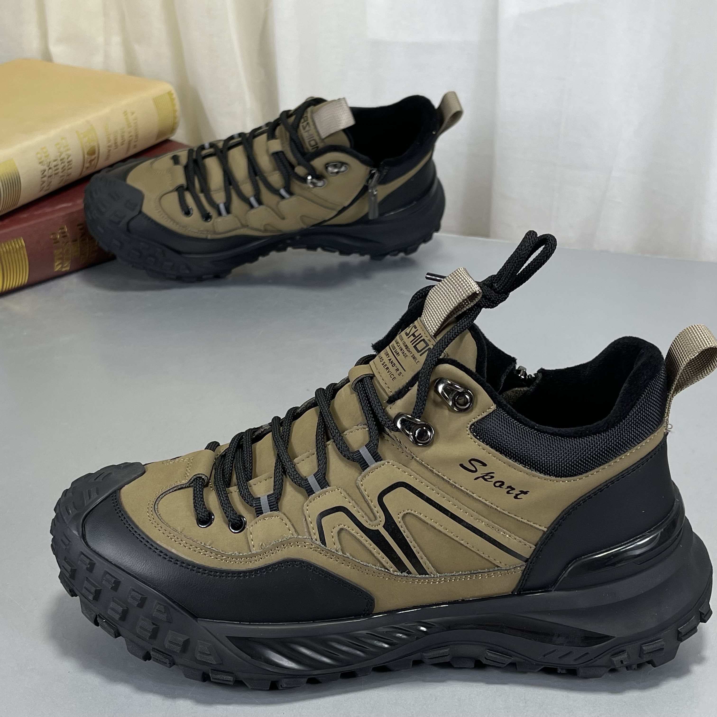 品牌男鞋牛皮高帮鞋2025秋冬款厚底增高休闲运动鞋户外登山旅游鞋,流行男鞋,时尚休闲鞋,淘宝优惠券,粉丝福利购,淘宝优惠卷