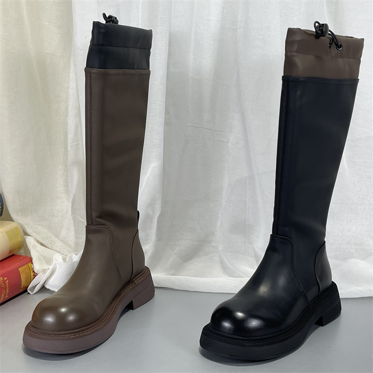软底软皮厚底长筒靴女2025秋冬新款加绒不过膝长靴修饰腿型骑士靴