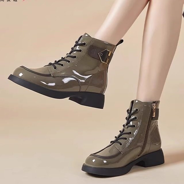 牛漆皮厚底马丁靴女2025新款秋冬英伦风漆皮时装短靴亮皮切尔西靴,女鞋,马丁靴,淘宝优惠券,粉丝福利购,淘宝优惠卷