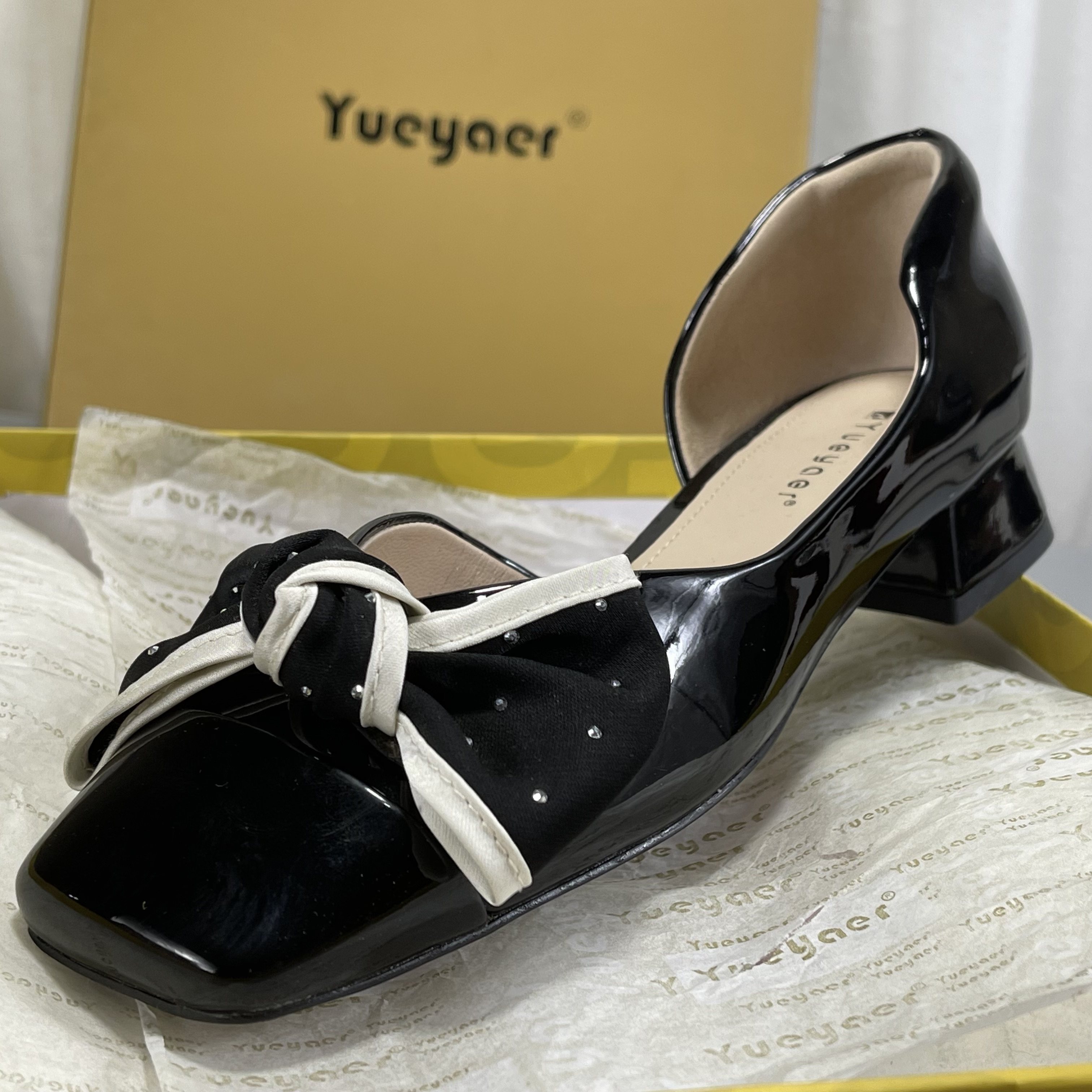 月芽儿羊漆皮玛丽珍鞋女蝴蝶结小香风方头平底单鞋豆豆鞋奶奶鞋子,女鞋,玛丽珍鞋,淘宝优惠券,粉丝福利购,淘宝优惠卷