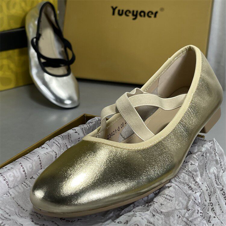 月芽儿正品真皮舞蹈鞋浅口单鞋2026春季新款法式平底瓢鞋玛丽珍鞋