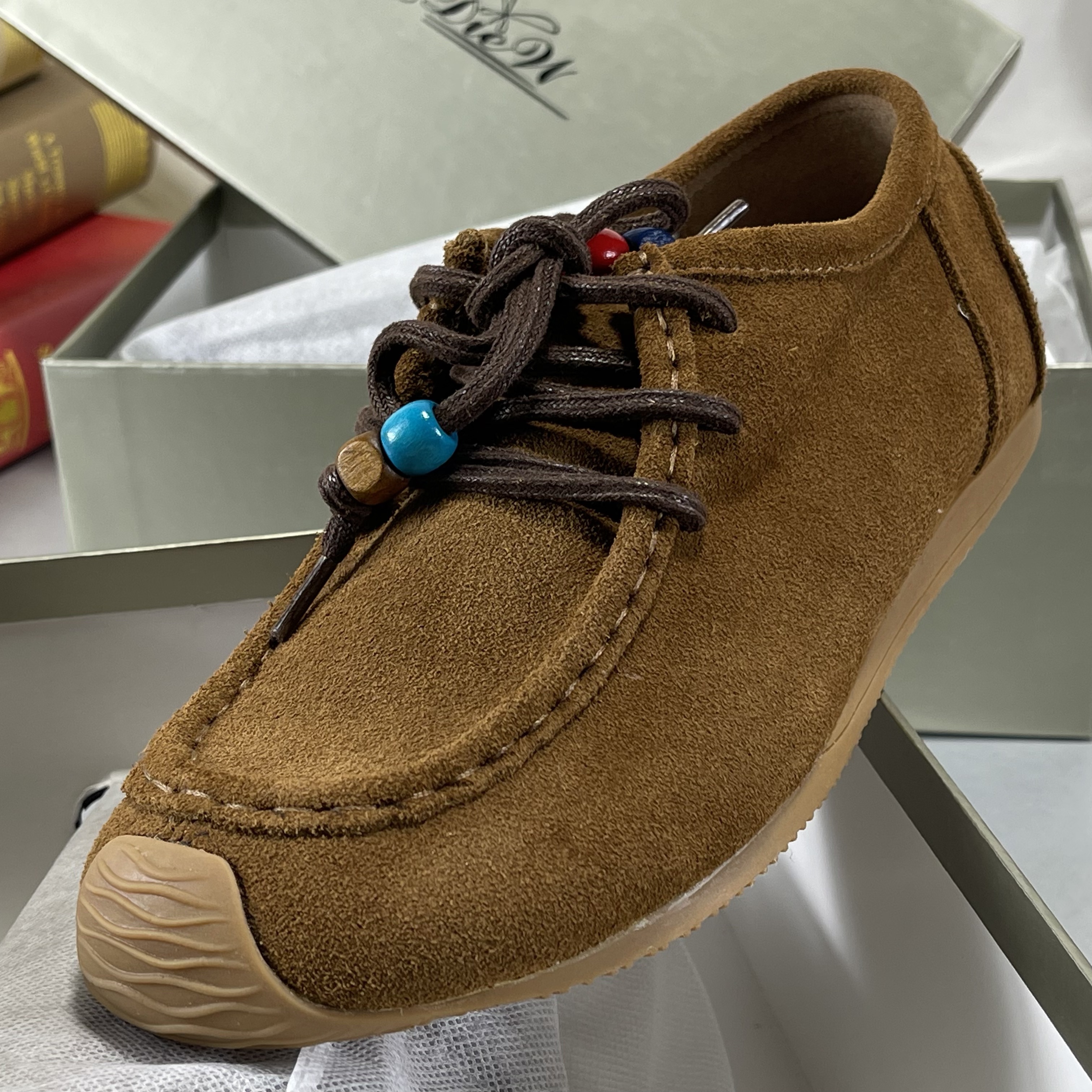 品牌折扣牛反绒皮复古勃肯鞋女2025秋季新款时尚休闲百搭袋鼠单鞋