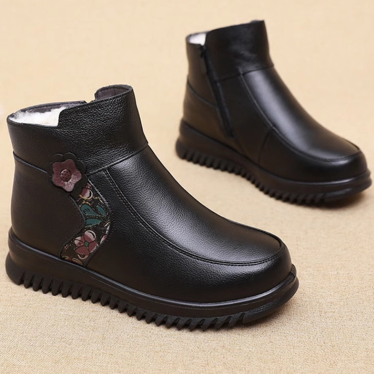 2024新款真皮羊毛加厚女式雪地靴保暖防滑圆头层牛皮妈妈冬季棉鞋,女鞋,马丁靴,淘宝优惠券,粉丝福利购,淘宝优惠卷