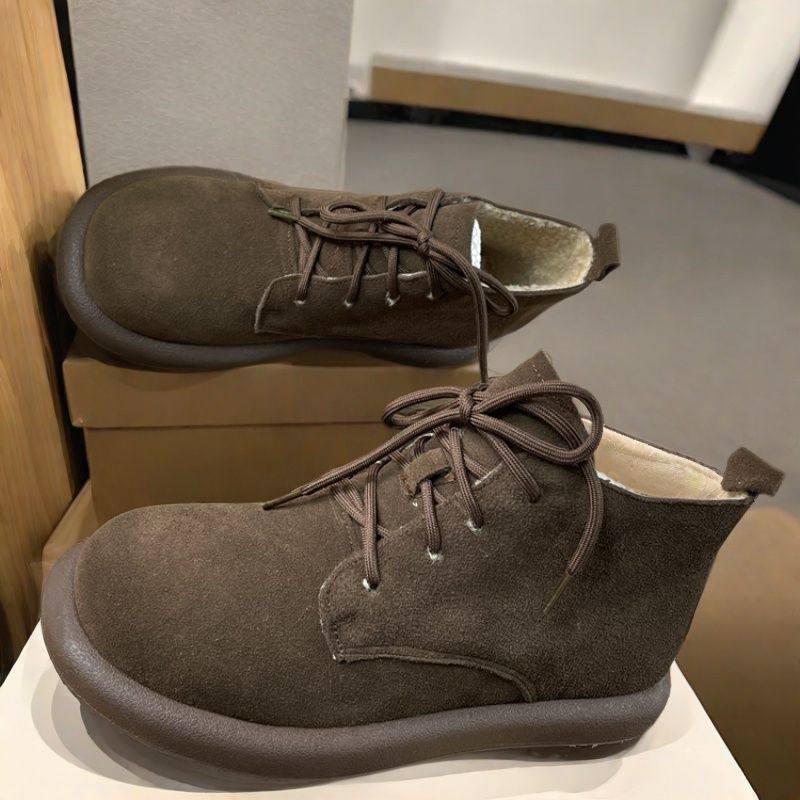 品牌撤柜复古防滑真皮手工短靴2024冬季系带马丁靴女舒适百搭棉靴,女鞋,马丁靴,淘宝优惠券,粉丝福利购,淘宝优惠卷