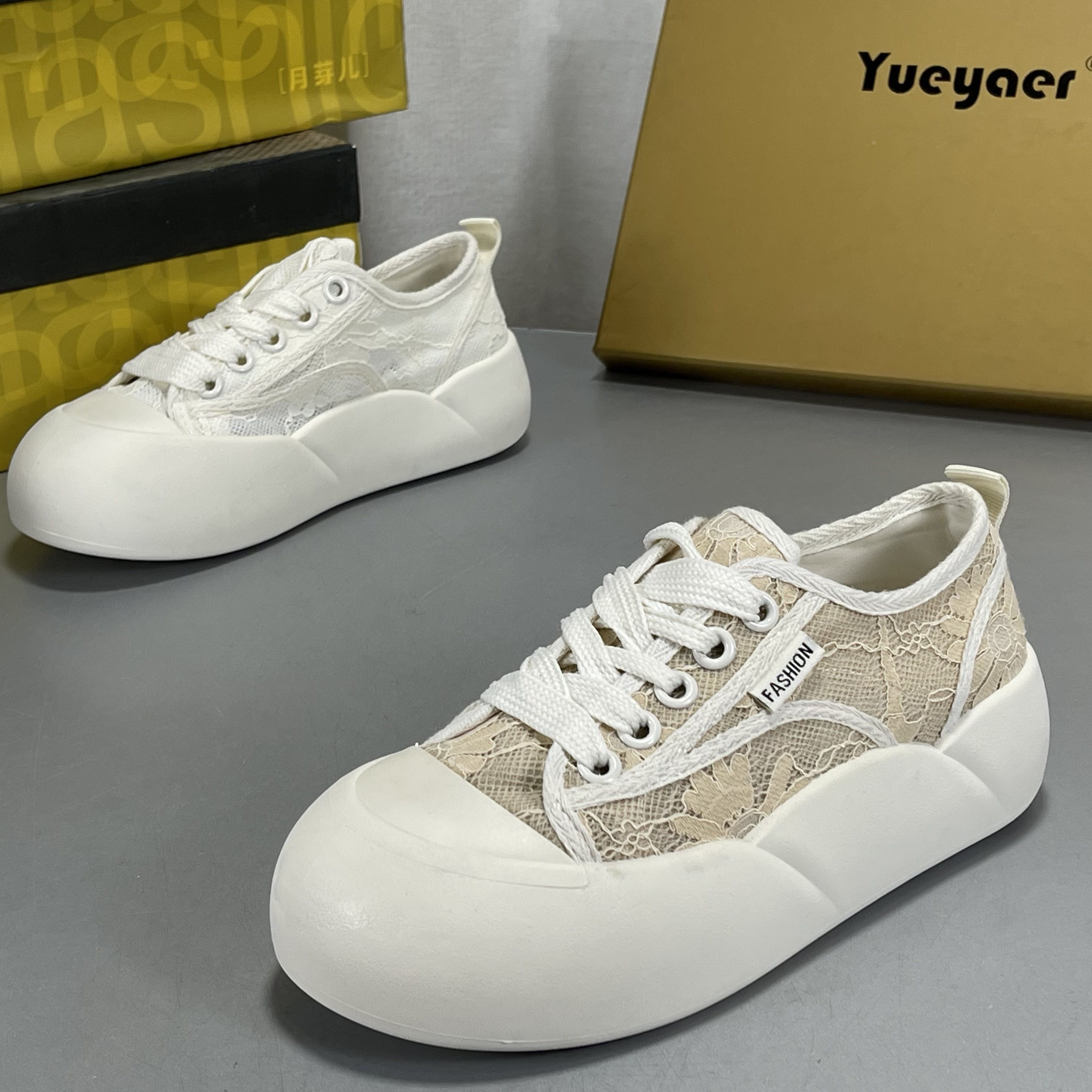 月芽儿大头丑萌厚底网面女2026新款百搭舒适镂空透气系带渔夫板鞋,女鞋,时尚休闲鞋,淘宝优惠券,粉丝福利购,淘宝优惠卷