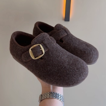 专柜正品复古圆头加绒一脚蹬勃肯鞋女2025秋冬软底休闲舒适乐福鞋