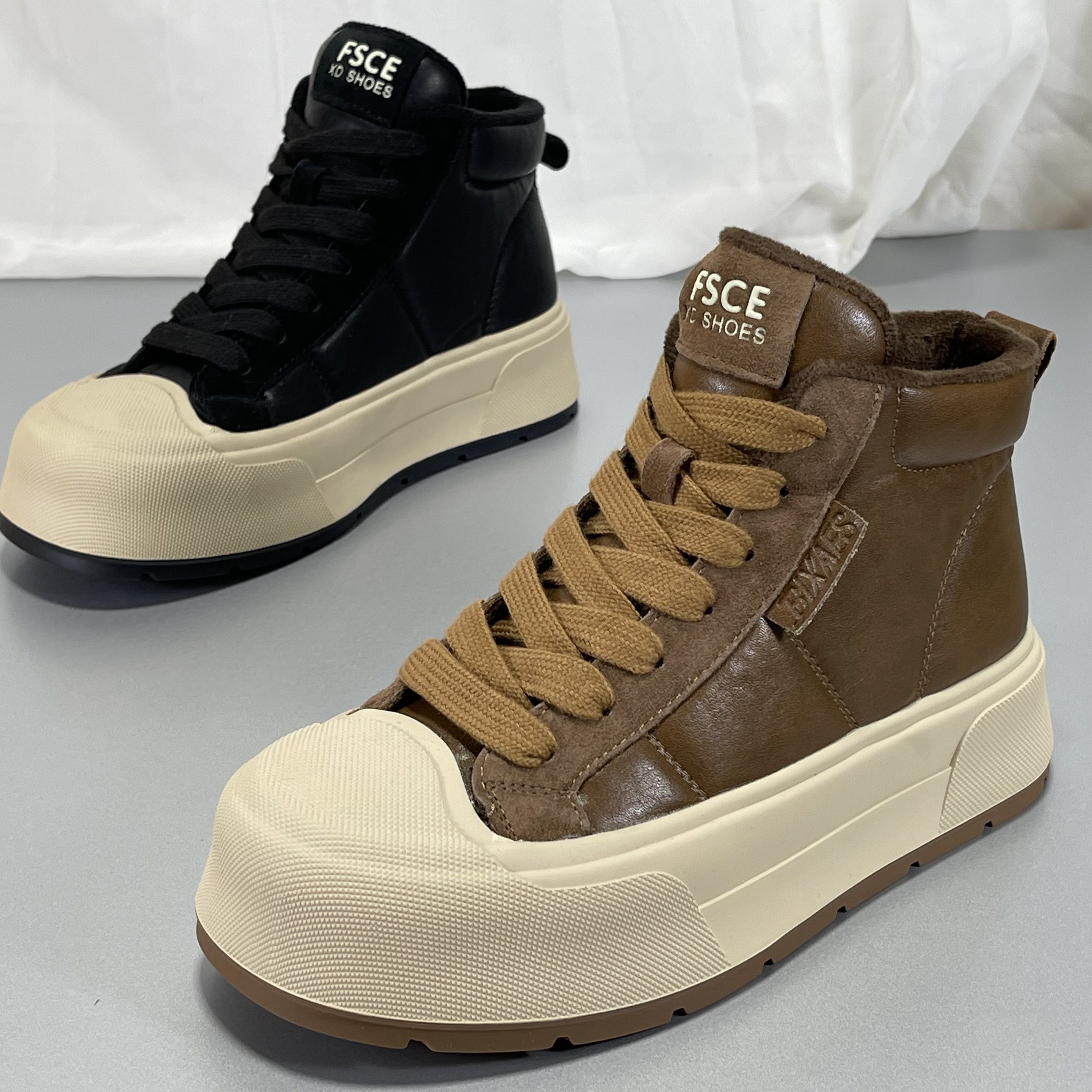 猪扒皮马丁靴女2025秋冬真皮高帮平底板鞋运动休闲厚底英伦风短靴,女鞋,时尚休闲鞋,淘宝优惠券,粉丝福利购,淘宝优惠卷