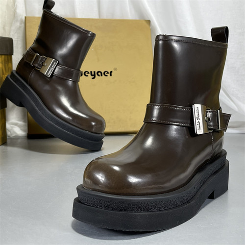 月芽儿专柜头层牛皮雪地靴女冬季加厚绒保暖厚底真皮马丁靴机车靴