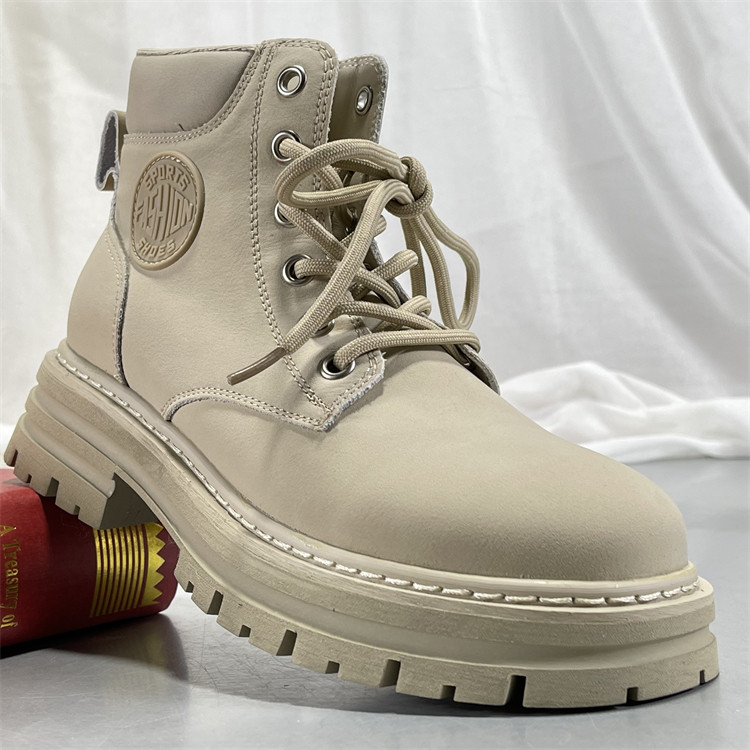 牛皮版 ·大黄蜂厚底户外休闲工装靴2025秋冬款圆头真皮机车靴