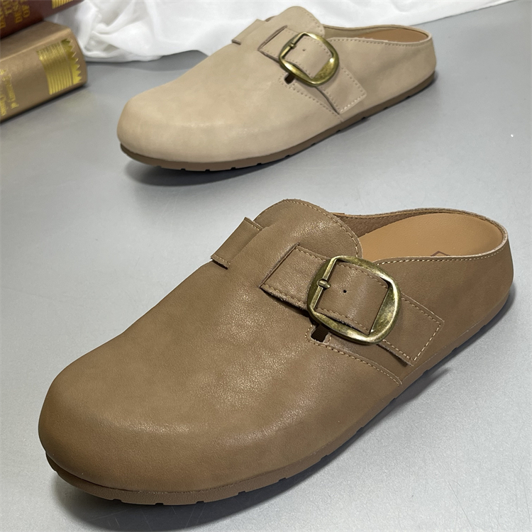 软底软皮勃肯鞋女真皮2025春季新款平底舒适懒人勃肯鞋厚底懒人鞋
