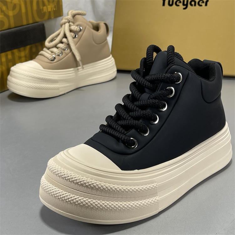 月芽儿女鞋真皮牛皮厚底面包板鞋女2025春秋高帮百搭休闲运动鞋女,女鞋,时尚休闲鞋,淘宝优惠券,粉丝福利购,淘宝优惠卷