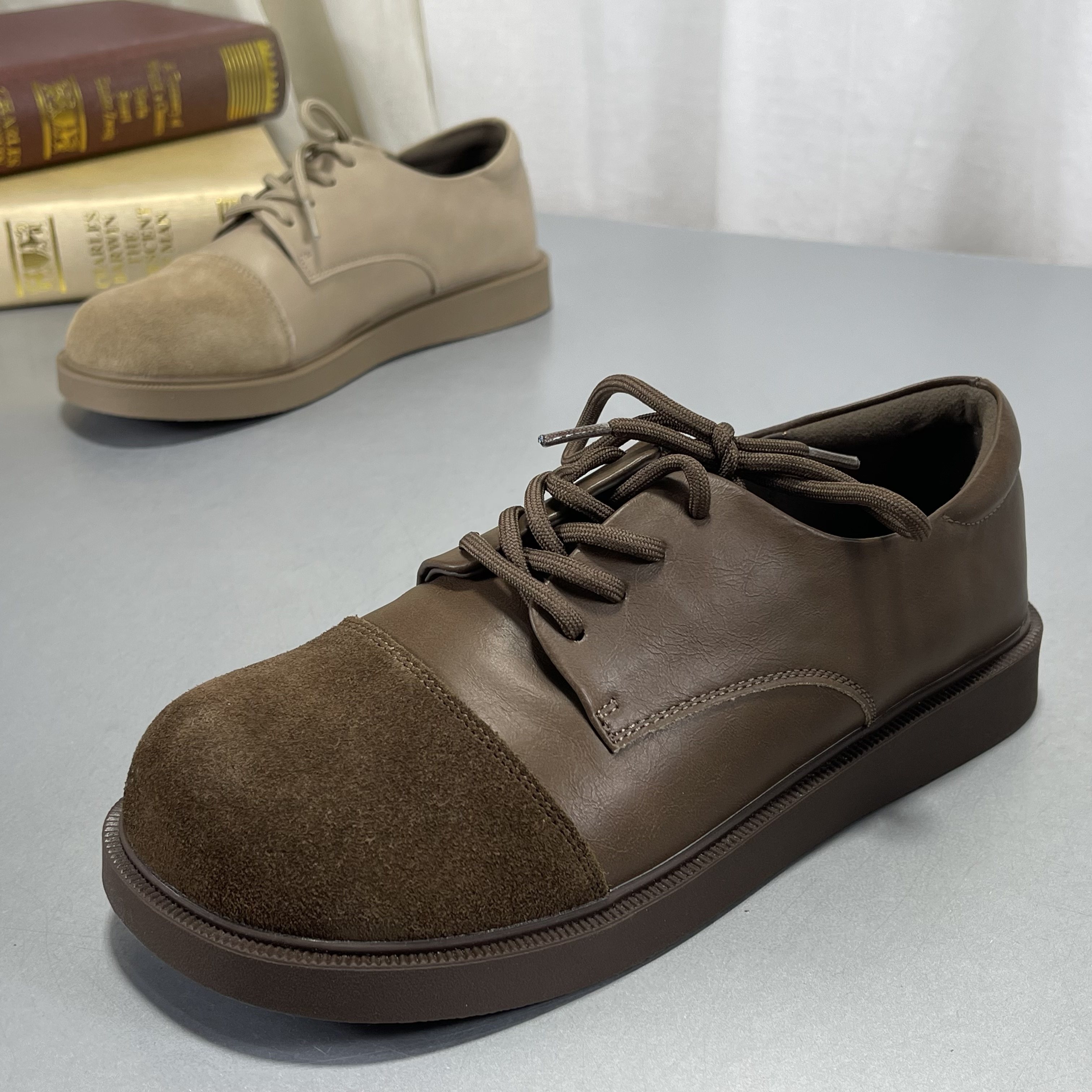 弹性软底牛皮勃肯鞋女2026春季新款复古磨砂真皮圆头松糕厚底单鞋,女鞋,乐福鞋（豆豆鞋）,淘宝优惠券,粉丝福利购,淘宝优惠卷