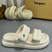 夏魔术贴松糕软底增高厚底罗马沙滩鞋 月芽儿踩屎感凉鞋 女2026新款