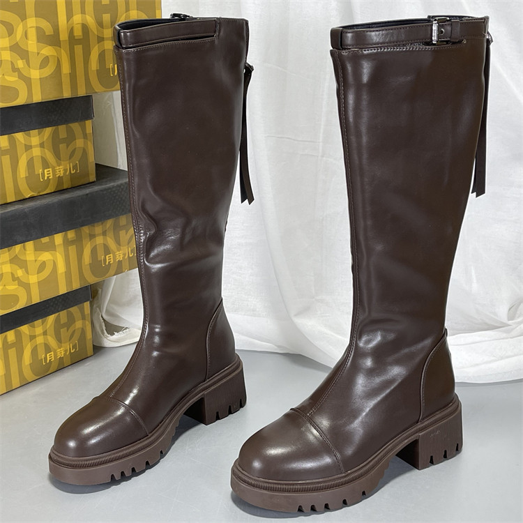 专柜正品月牙儿真皮长靴2025秋冬高筒骑士靴厚底女靴后拉链瘦瘦靴,女鞋,骑士靴,淘宝优惠券,粉丝福利购,淘宝优惠卷