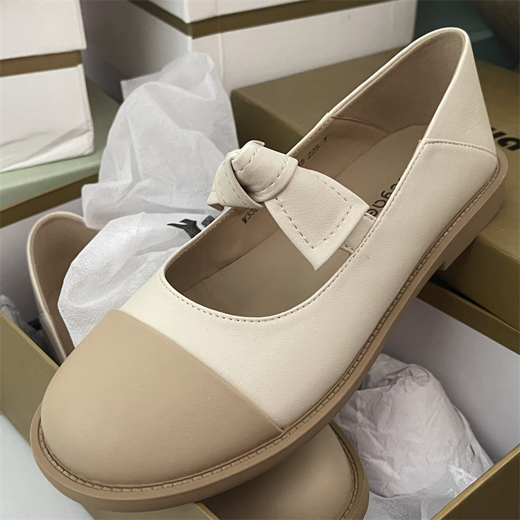 月芽儿正品头层牛皮一脚蹬玛丽珍鞋小香风拼色真皮春夏款浅口单鞋