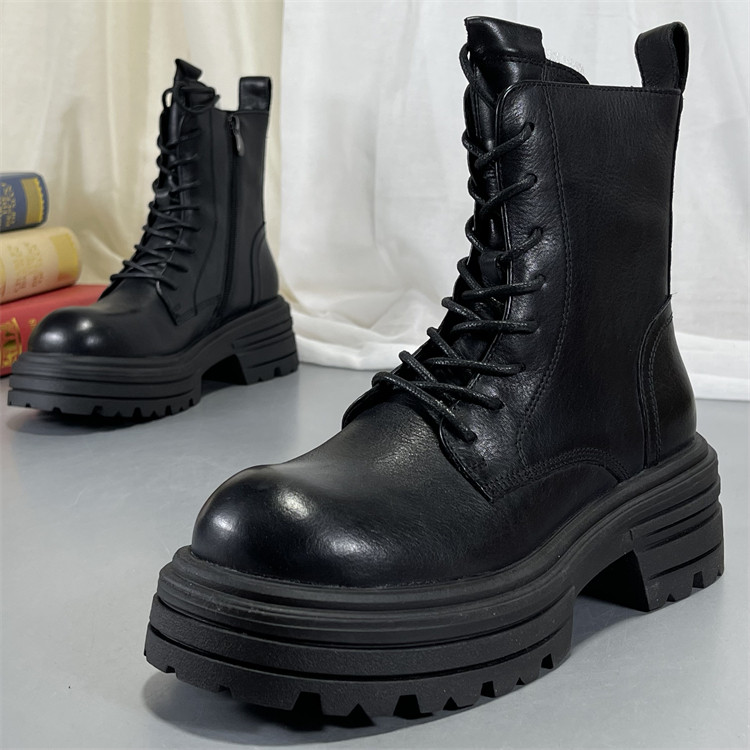 赵露思马丁靴女头层牛皮秋冬季单靴厚底增高英伦风瘦瘦靴短靴系带,女鞋,马丁靴,淘宝优惠券,粉丝福利购,淘宝优惠卷