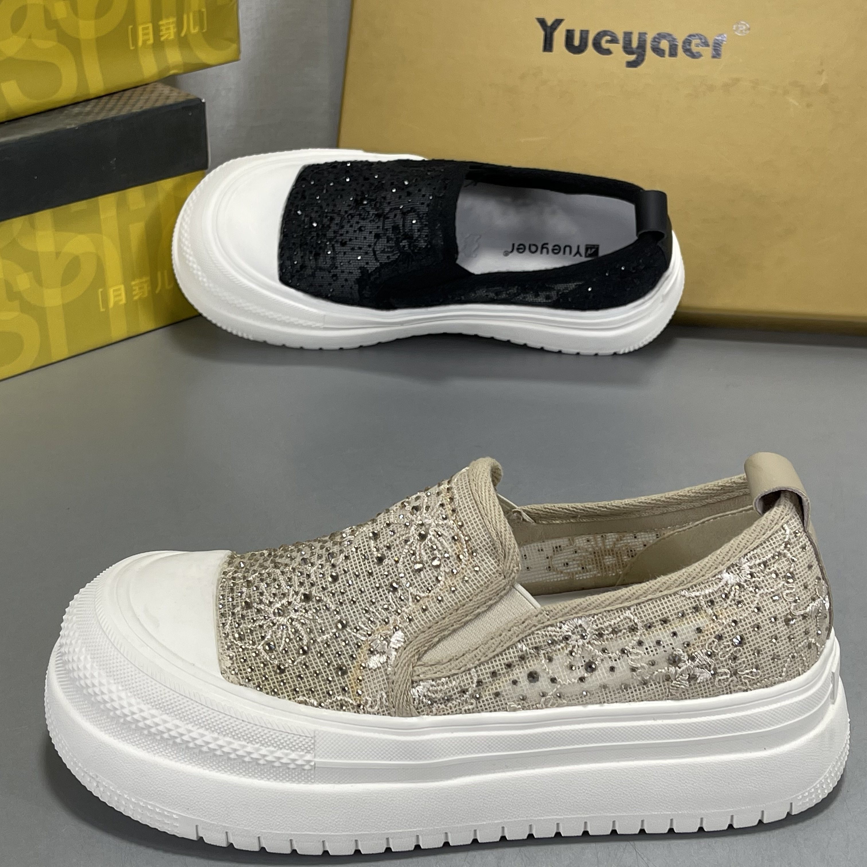 月芽儿真皮垫厚底渔夫鞋女2025新款春夏百搭网面透气小香风帆布鞋,女鞋,网面鞋,淘宝优惠券,粉丝福利购,淘宝优惠卷