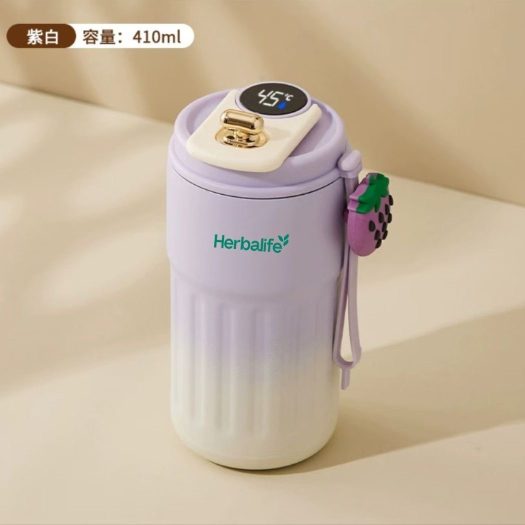 Herbalife康宝莱测温保温杯新款女生吸管高颜值大容量双饮咖啡杯