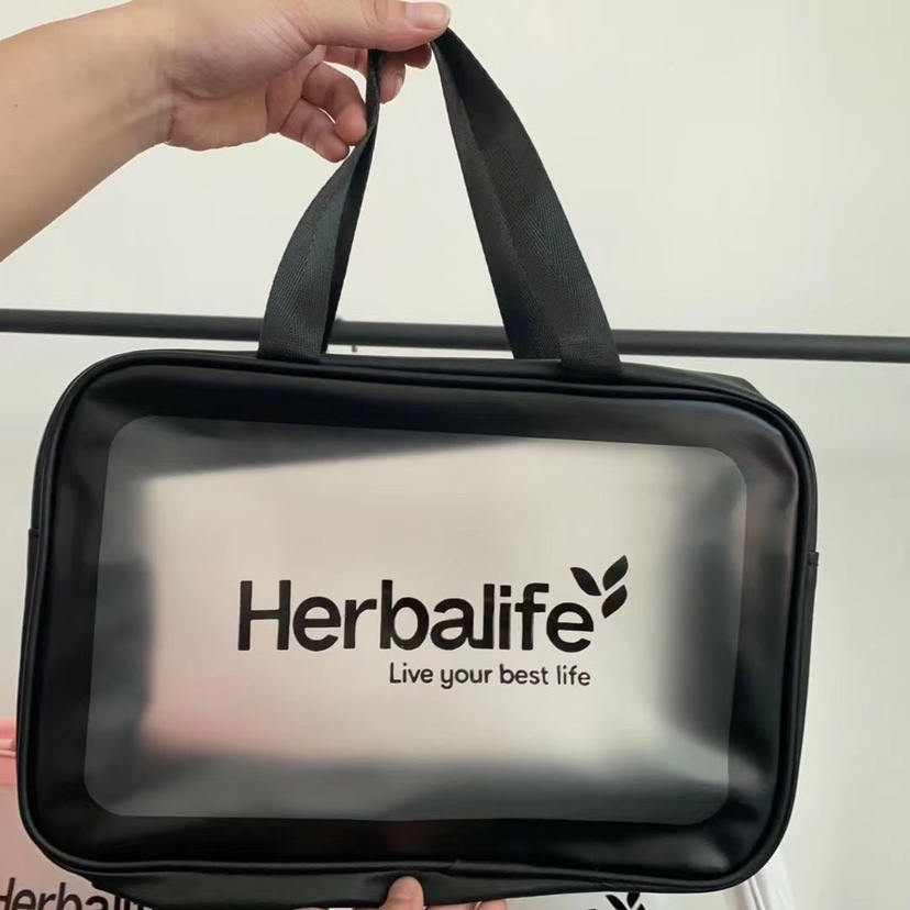 Herbalife康宝莱礼品化妆洗漱包便携手提透明磨砂PU洗浴游泳防水